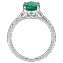 4.25 Carats Oval Cut Green Emerald And Natural Earth Mined Diamond Ring White Gold 14K