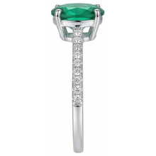 4.25 Carats Oval Cut Green Emerald And Natural Earth Mined Diamond Ring White Gold 14K