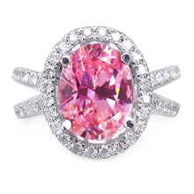 4.25 Carats Pink Sapphire And Natural Earth Mined Diamonds Wedding Ring 14K White Gold