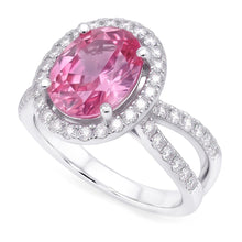 4.25 Carats Pink Sapphire And Natural Earth Mined Diamonds Wedding Ring 14K White Gold