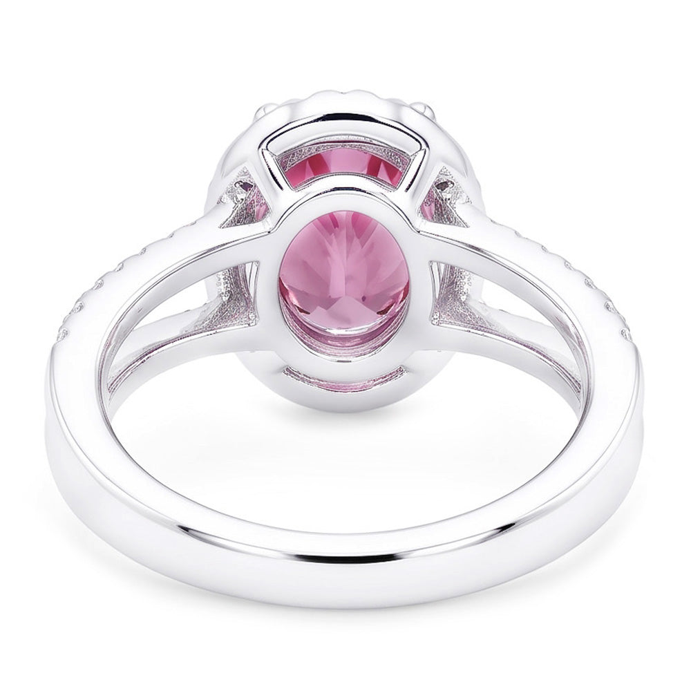 4.25 Carats Pink Sapphire And Natural Earth Mined Diamonds Wedding Ring 14K White Gold