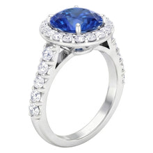 4.25 Carats Prong Set Sapphire And Natural Earth Mined DIAMOND ( NOT LAB GROWN )s Ring White Gold 14K