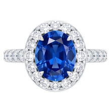4.25 Carats Prong Set Sapphire And Natural Earth Mined DIAMOND ( NOT LAB GROWN )s Ring White Gold 14K