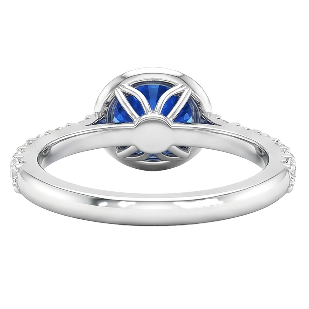 4.25 Carats Prong Set Sapphire And Natural Earth Mined DIAMOND ( NOT LAB GROWN )s Ring White Gold 14K