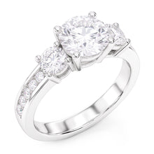 4.25 Carats Round Natural Earth Mined Diamonds 3 Stone Wedding Ring White 14K
