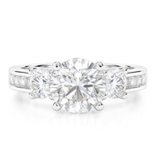 4.25 Carats Round Natural Earth Mined Diamonds 3 Stone Wedding Ring White 14K