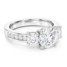 4.25 Carats Round Natural Earth Mined Diamonds 3 Stone Wedding Ring White 14K