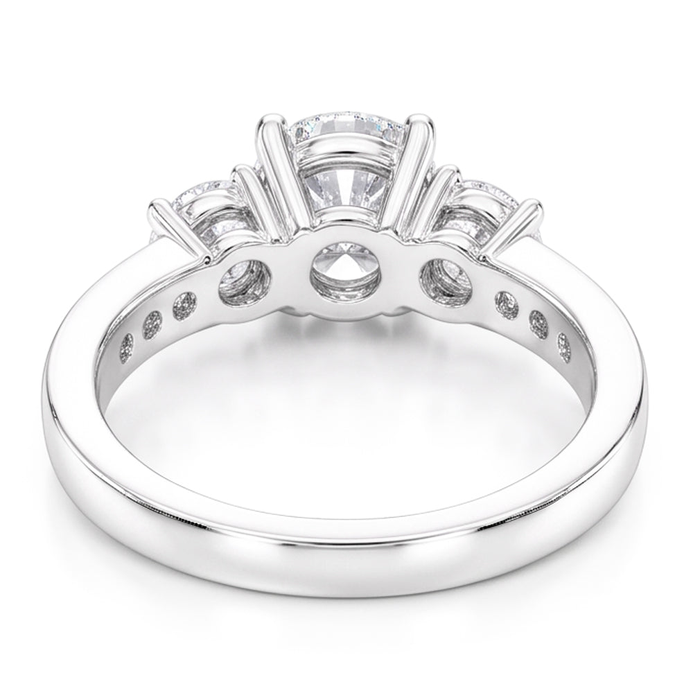 4.25 Carats Round Natural Earth Mined Diamonds 3 Stone Wedding Ring White 14K