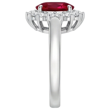 natural round ruby 4.25ct ring on white background