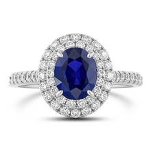 4.25 Carats Solitaire With Accent Sapphire Natural Earth Mined Diamonds Ring White Gold