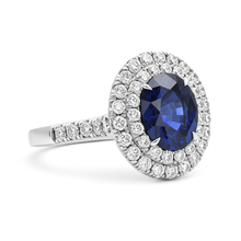 4.25 Carats Solitaire With Accent Sapphire Natural Earth Mined Diamonds Ring White Gold