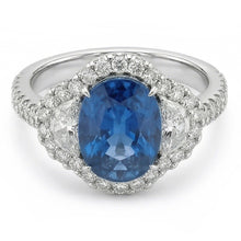 natural round sapphire 4.25ct ring front view