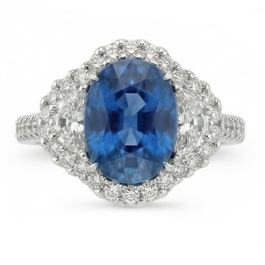 natural round sapphire 4.25ct ring side angle