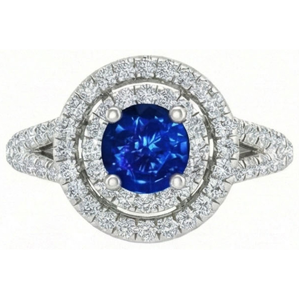 4.25 Carats Sri Lankan Sapphire And Natural Earth Mined DIAMOND ( NOT LAB GROWN ) Engagement Ring 14K Gold