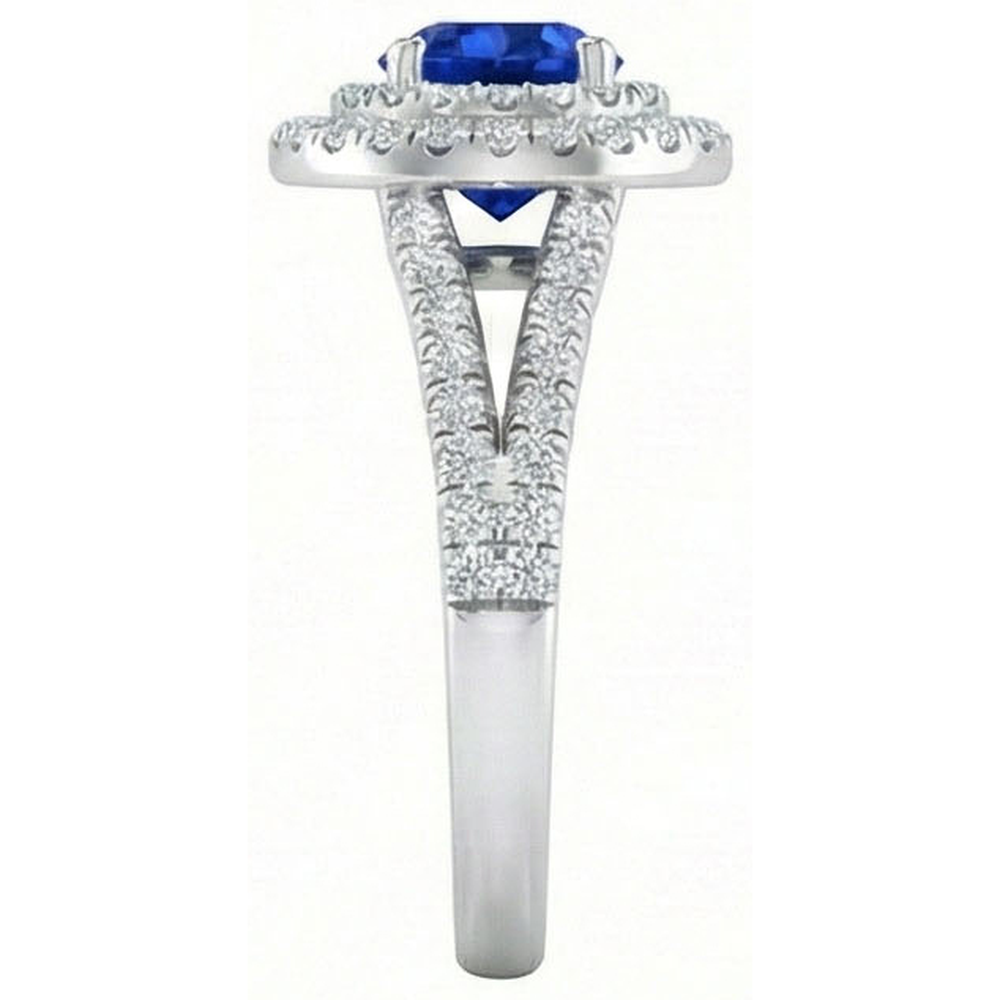 4.25 Carats Sri Lankan Sapphire And Natural Earth Mined DIAMOND ( NOT LAB GROWN ) Engagement Ring 14K Gold