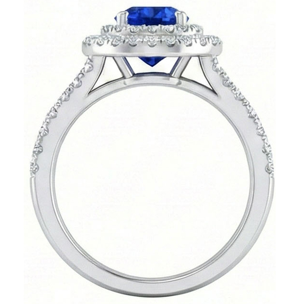 4.25 Carats Sri Lankan Sapphire And Natural Earth Mined DIAMOND ( NOT LAB GROWN ) Engagement Ring 14K Gold