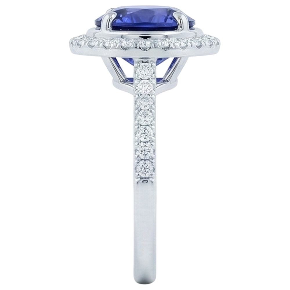 4.25 Carats Tanzanite And Natural Earth Mined Diamonds Ring White Gold 14K