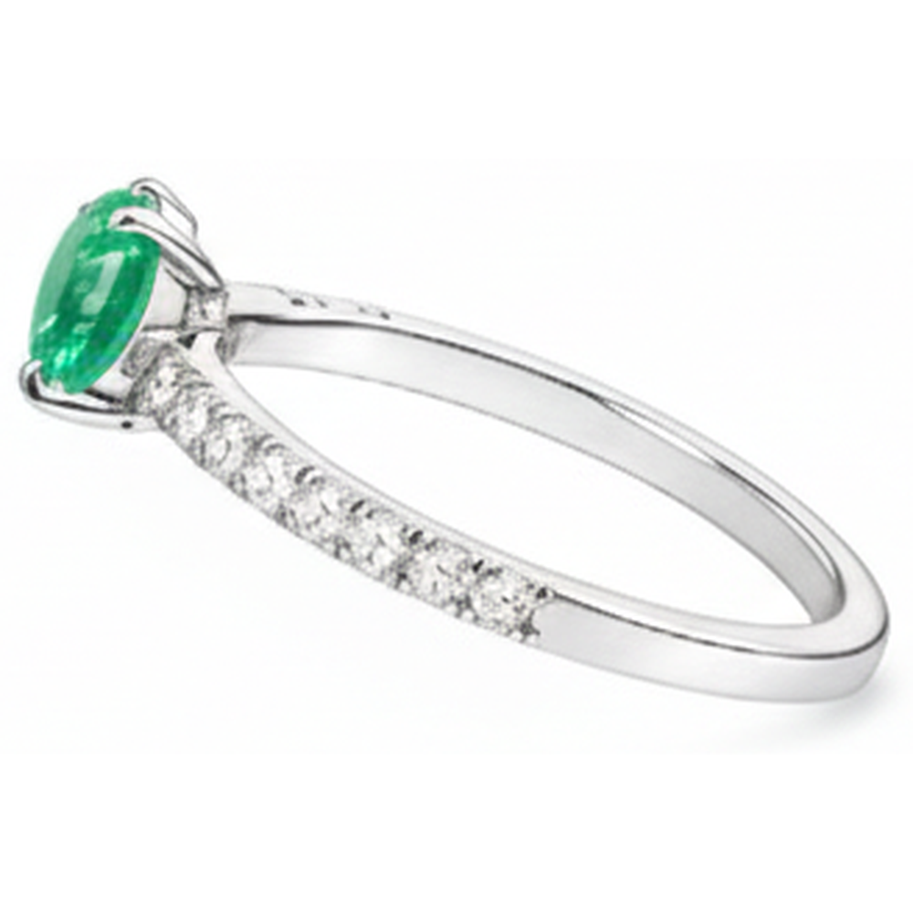 4.25 Ct Oval Cut Green Emerald With Natural Earth Mined Diamond Ring Gold