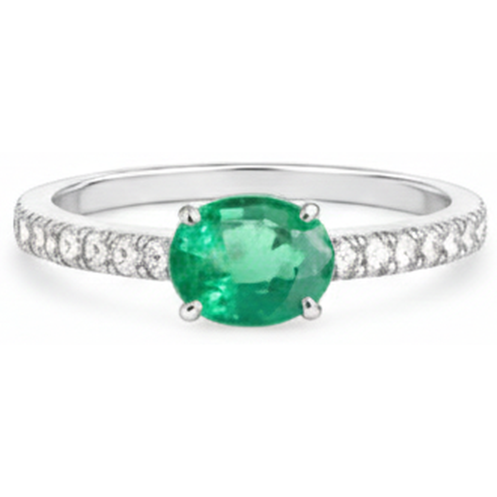 4.25 Ct Oval Cut Green Emerald With Natural Earth Mined Diamond Ring Gold
