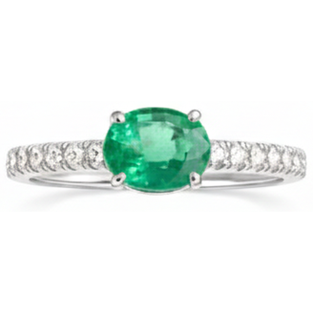 4.25 Ct Oval Cut Green Emerald With Natural Earth Mined Diamond Ring Gold