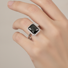 Black Diamond Jewellery 3.5 Carat Real Radiant Halo Ring 14K White Gold