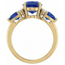 4.26 Ct. Oval Trillion Ceylon Sapphire And Natural Earth Mined DIAMOND ( NOT LAB GROWN )s Ring 3 Stone