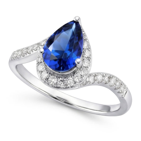 4.30 Carats Sri Lankan Sapphire And Natural Earth Mined DIAMOND ( NOT LAB GROWN )s Ring White Gold 14K