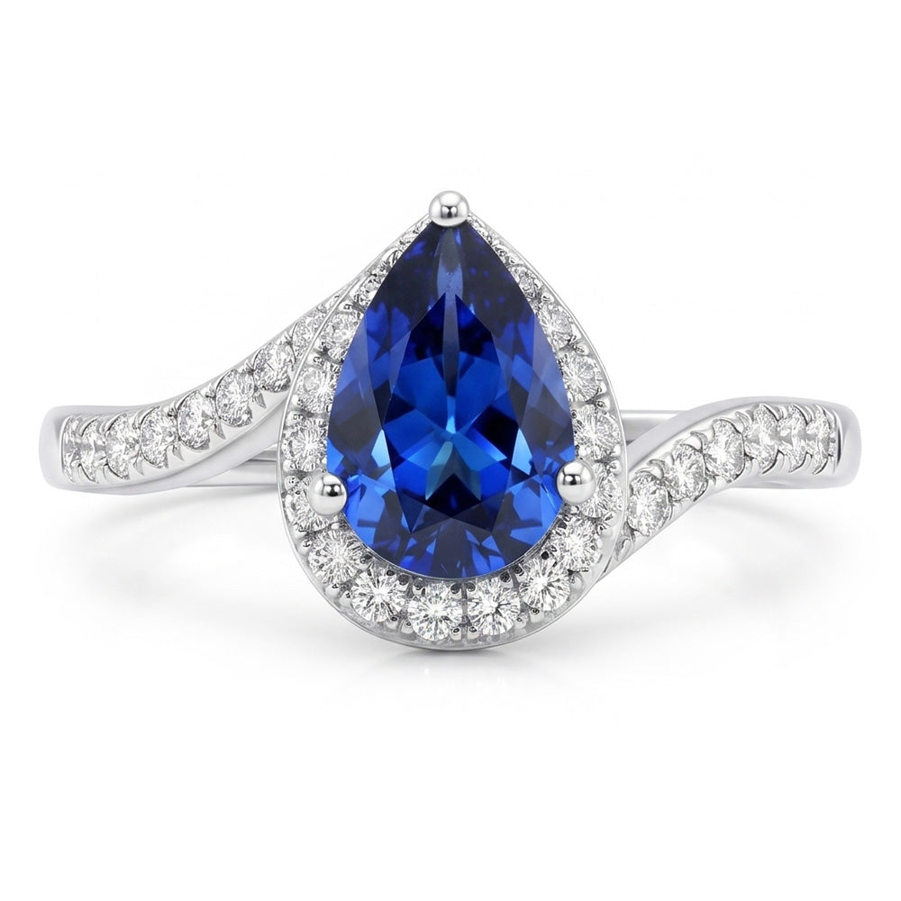 4.30 Carats Sri Lankan Sapphire And Natural Earth Mined DIAMOND ( NOT LAB GROWN )s Ring White Gold 14K