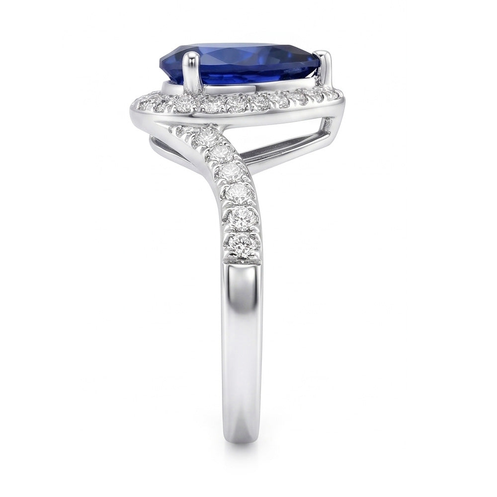 4.30 Carats Sri Lankan Sapphire And Natural Earth Mined DIAMOND ( NOT LAB GROWN )s Ring White Gold 14K