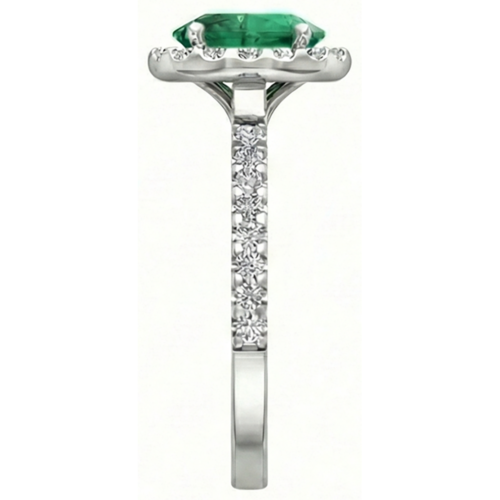 4.30 Ct Oval Green Emerald And Natural Earth Mined Diamond Engagement Ring