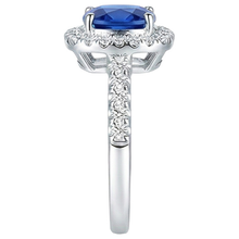 4.30 Ct Ring Cushion Ceylon Blue Sapphire And Round Natural Earth Mined DIAMOND ( NOT LAB GROWN )s