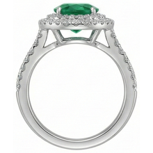 4.35 Carats Green Emerald With Natural Earth Mined DIAMOND ( NOT LAB GROWN )s Ring Double Halo 14K White Gold