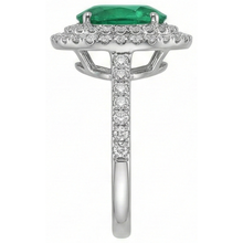 4.35 Carats Green Emerald With Natural Earth Mined DIAMOND ( NOT LAB GROWN )s Ring Double Halo 14K White Gold
