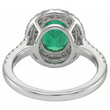 4.35 Carats Green Emerald With Natural Earth Mined DIAMOND ( NOT LAB GROWN )s Ring Double Halo 14K White Gold