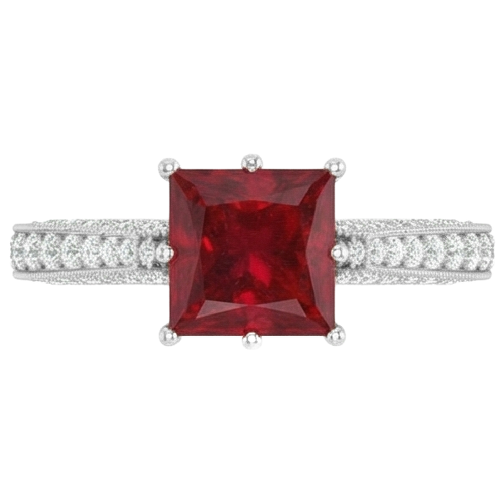 natural round ruby 4.35ct ring side angle
