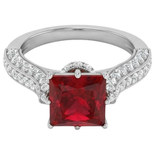 natural round ruby 4.35ct ring close up detail