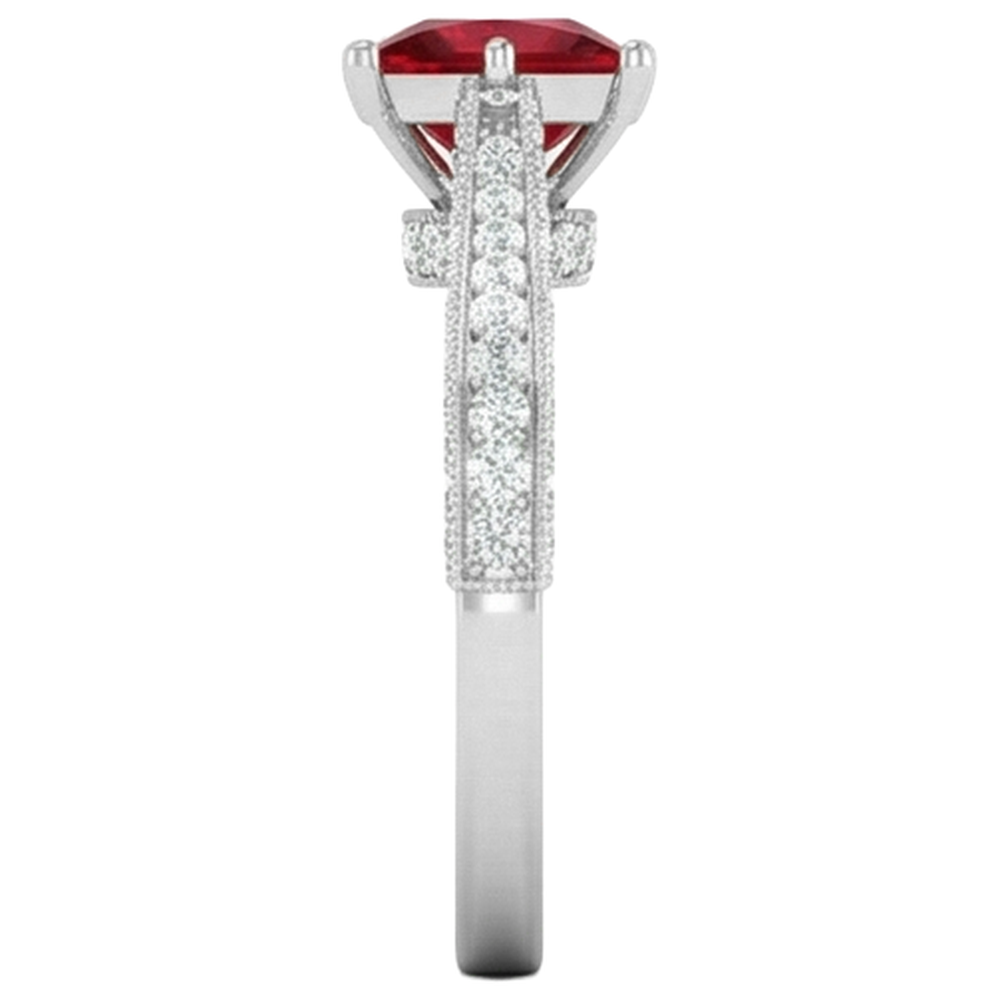 natural round ruby 4.35ct ring on white background