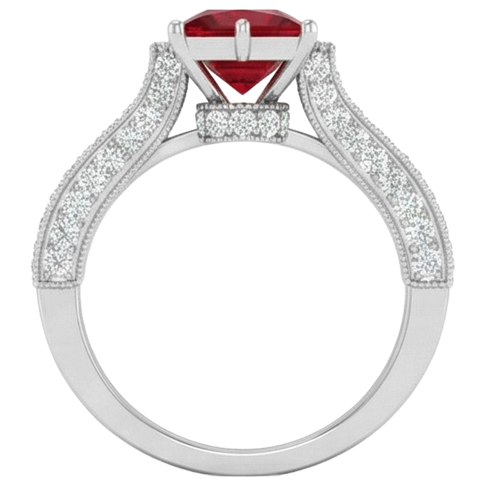 natural round ruby 4.35ct ring with diamond accents