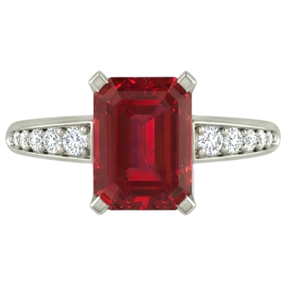 4.35 Carats Red Ruby And Natural Earth Mined DIAMOND ( NOT LAB GROWN )s Engagement Ring White Gold 14K
