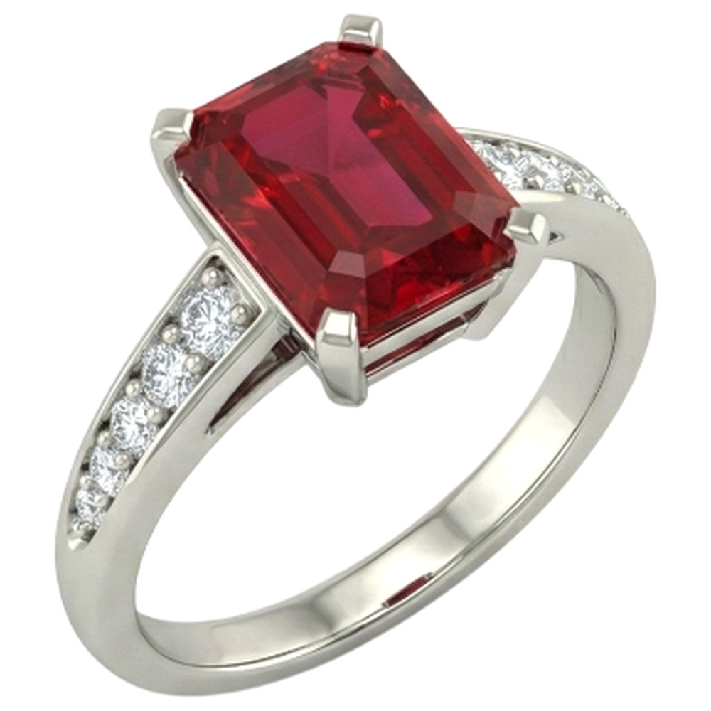 4.35 Carats Red Ruby And Natural Earth Mined DIAMOND ( NOT LAB GROWN )s Engagement Ring White Gold 14K