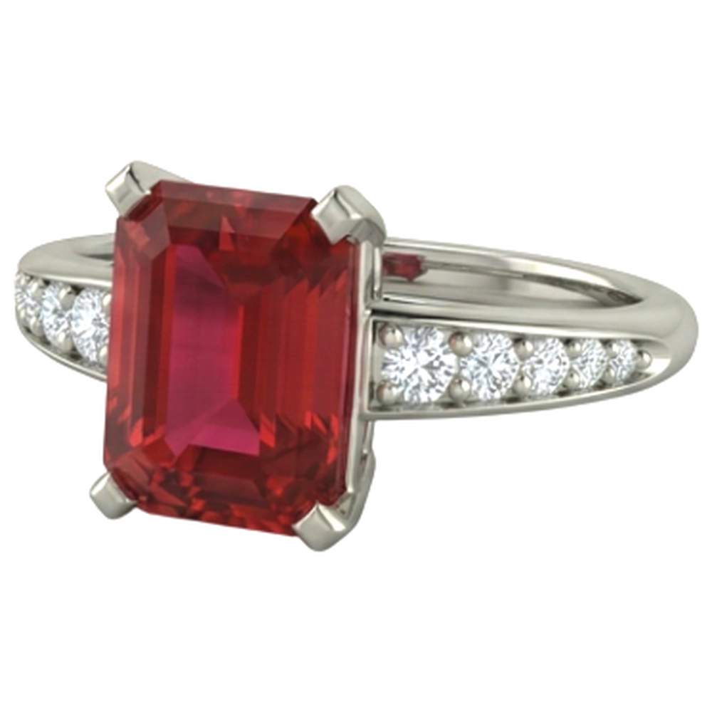 4.35 Carats Red Ruby And Natural Earth Mined DIAMOND ( NOT LAB GROWN )s Engagement Ring White Gold 14K