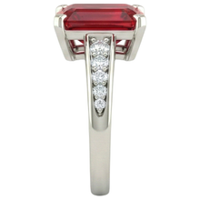 4.35 Carats Red Ruby And Natural Earth Mined DIAMOND ( NOT LAB GROWN )s Engagement Ring White Gold 14K