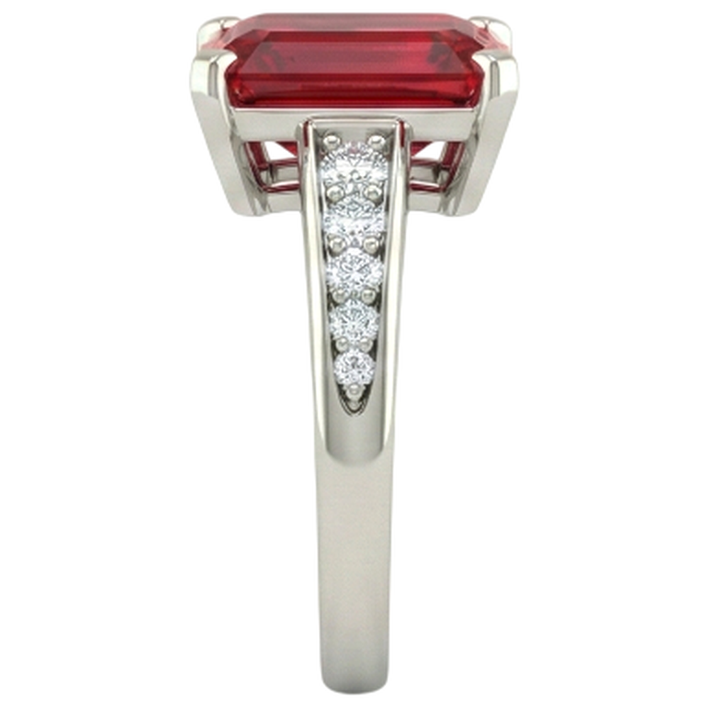 4.35 Carats Red Ruby And Natural Earth Mined DIAMOND ( NOT LAB GROWN )s Engagement Ring White Gold 14K