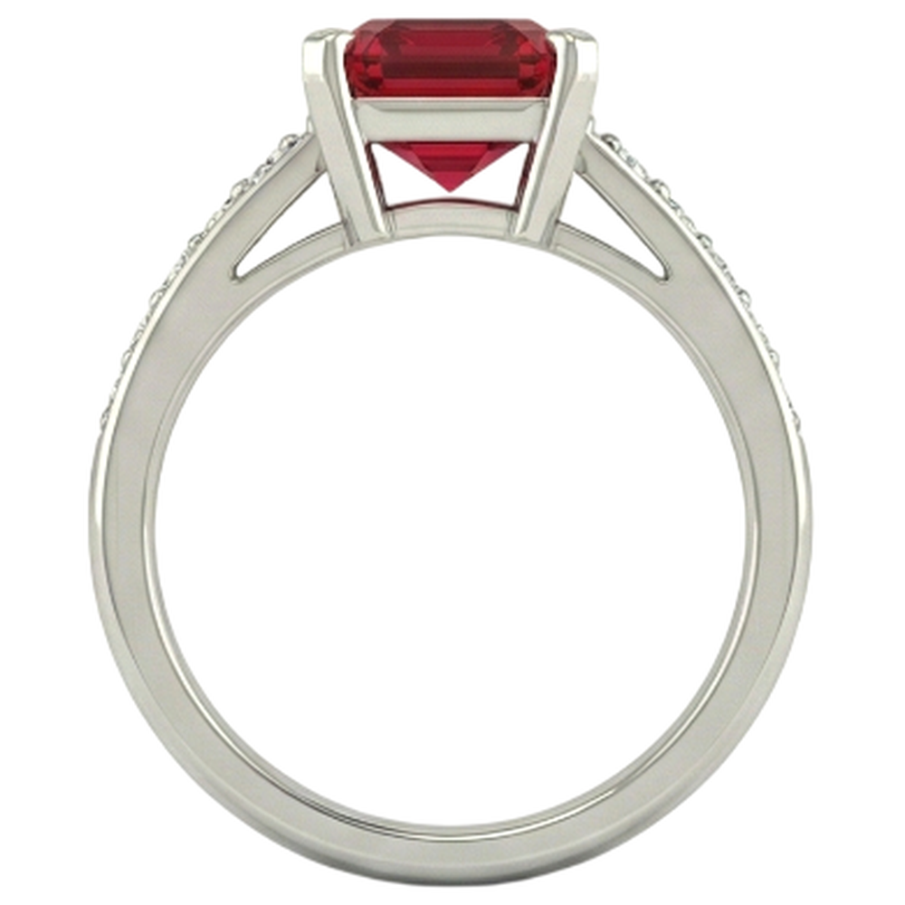 4.35 Carats Red Ruby And Natural Earth Mined DIAMOND ( NOT LAB GROWN )s Engagement Ring White Gold 14K