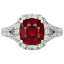 4.35 Ct Halo Ruby And Natural Earth Mined DIAMOND ( NOT LAB GROWN )s Ring Split Shank White Gold 14K