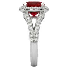 4.35 Ct Halo Ruby And Natural Earth Mined DIAMOND ( NOT LAB GROWN )s Ring Split Shank White Gold 14K