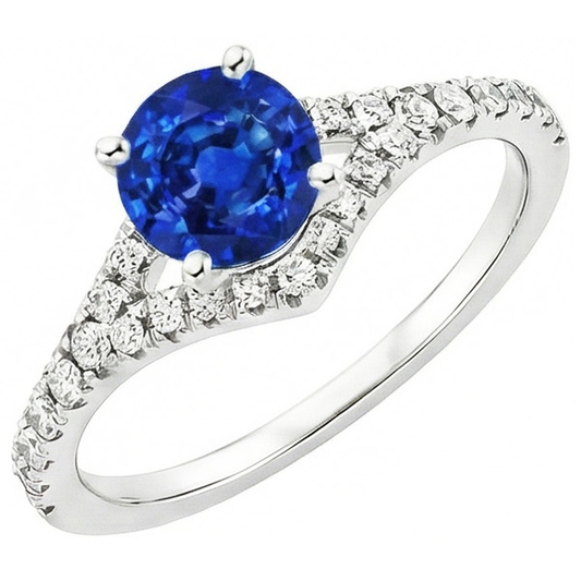 natural round sapphire 4.35ct ring front view