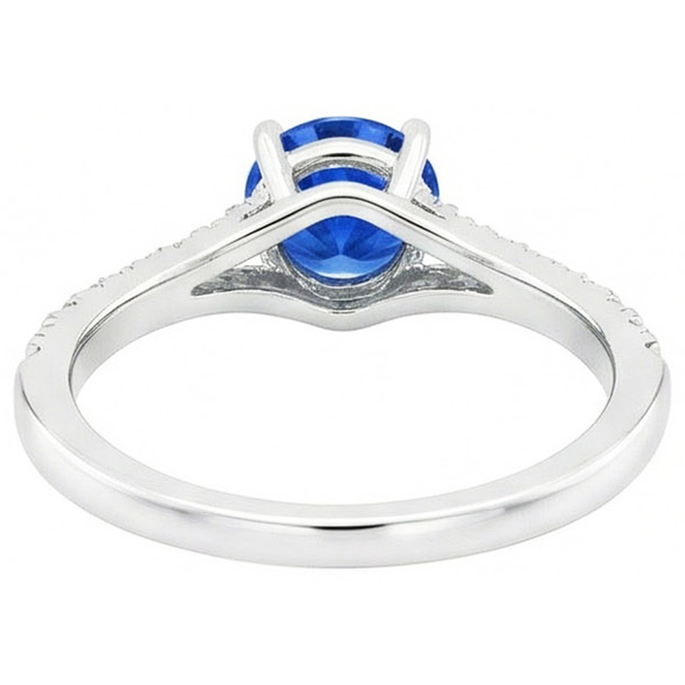 natural round sapphire 4.35ct ring profile view