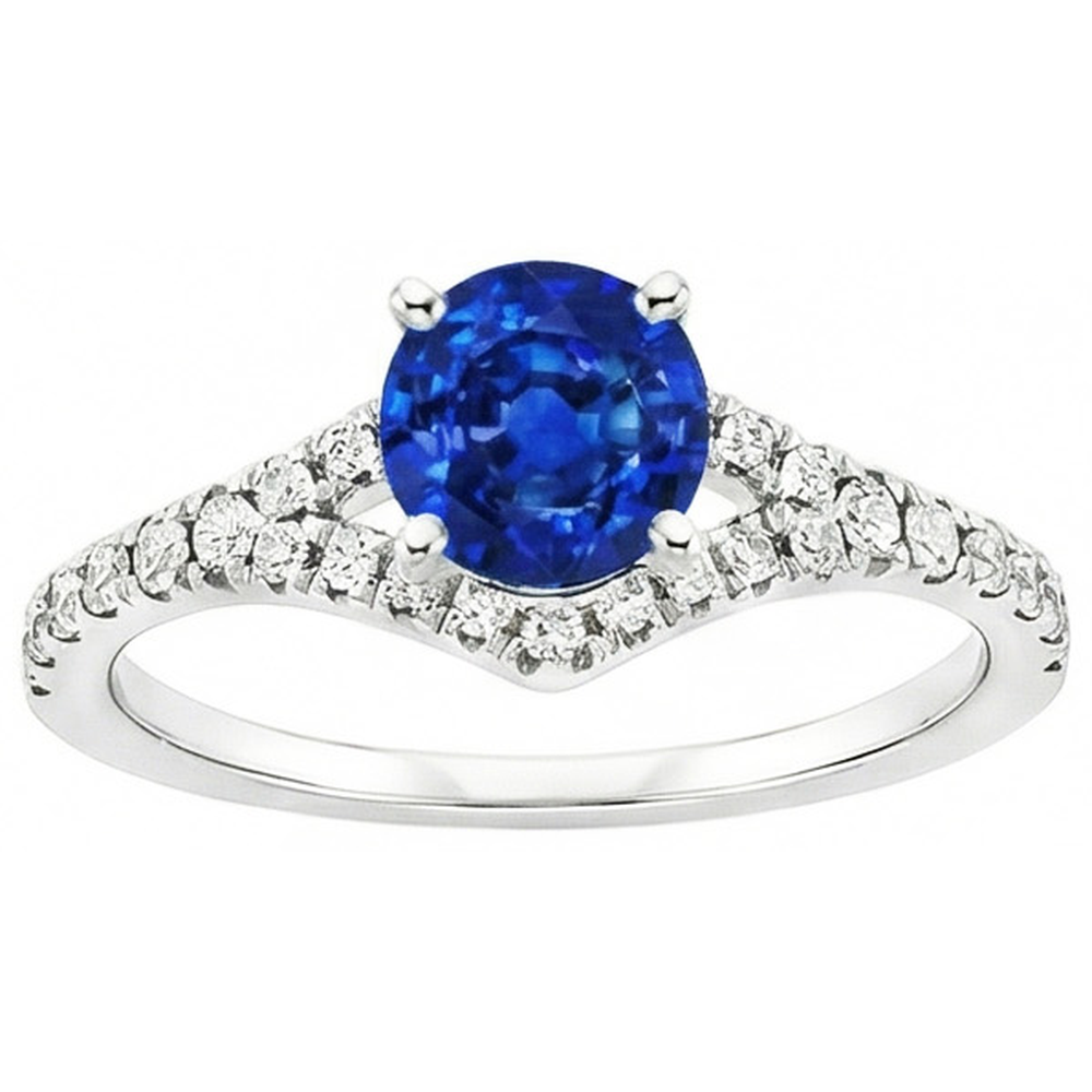 natural round sapphire 4.35ct ring close up detail