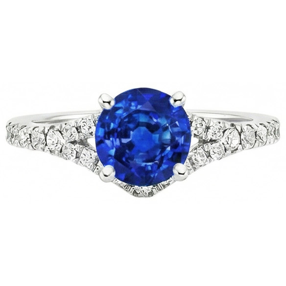 natural round sapphire 4.35ct ring side angle
